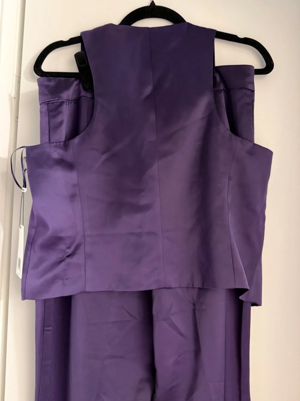 Jason Wu Purple Satin Vest with Matching Wide-Leg Jumpsuit - Picture 6 of 7